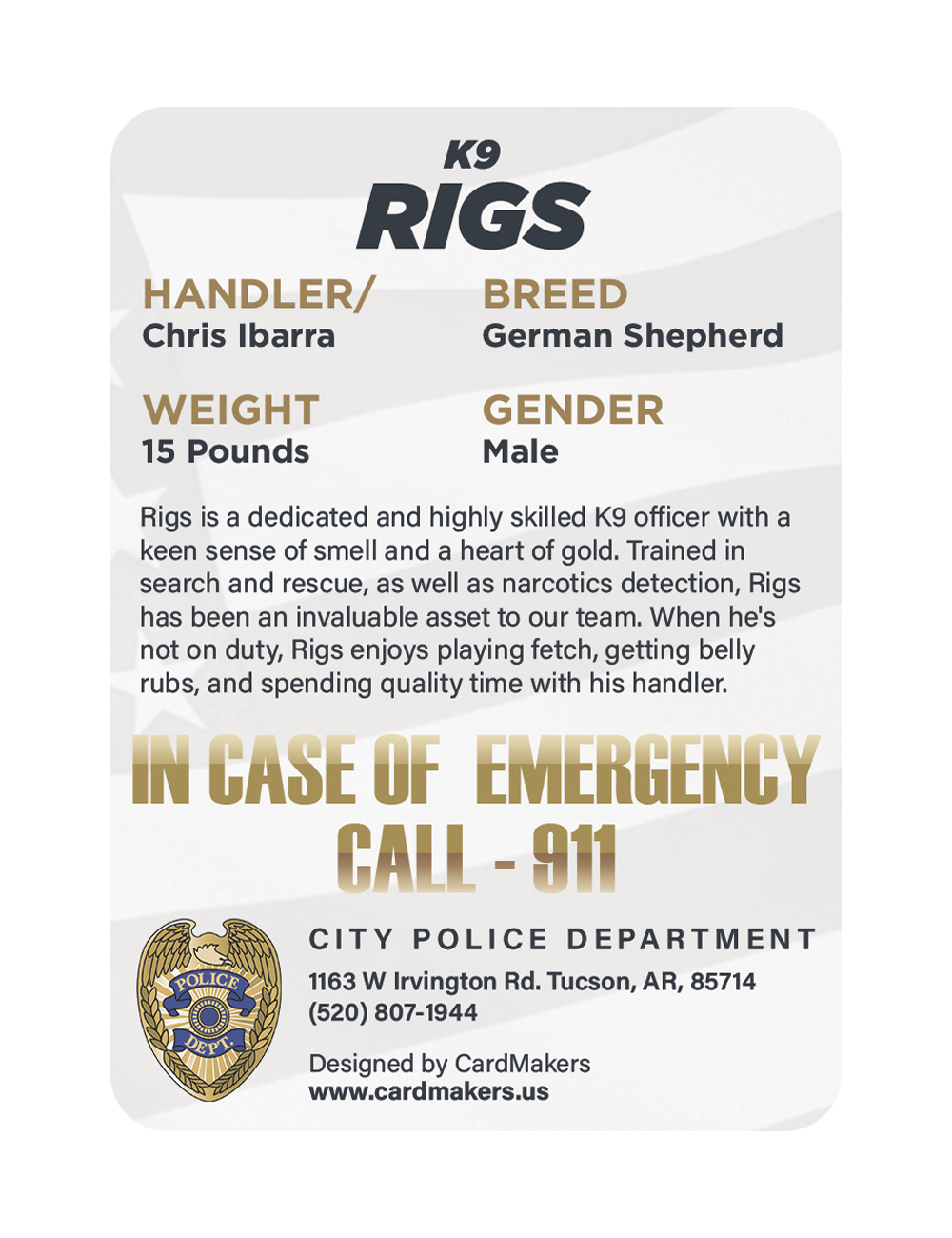 K9 Riggs 2 - Back
