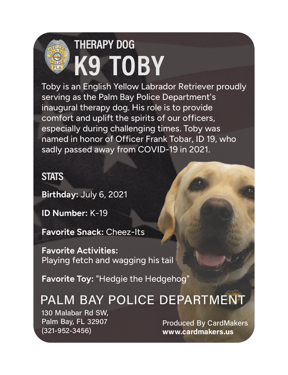 K9 Toby - Palm Bay Police Department - Back