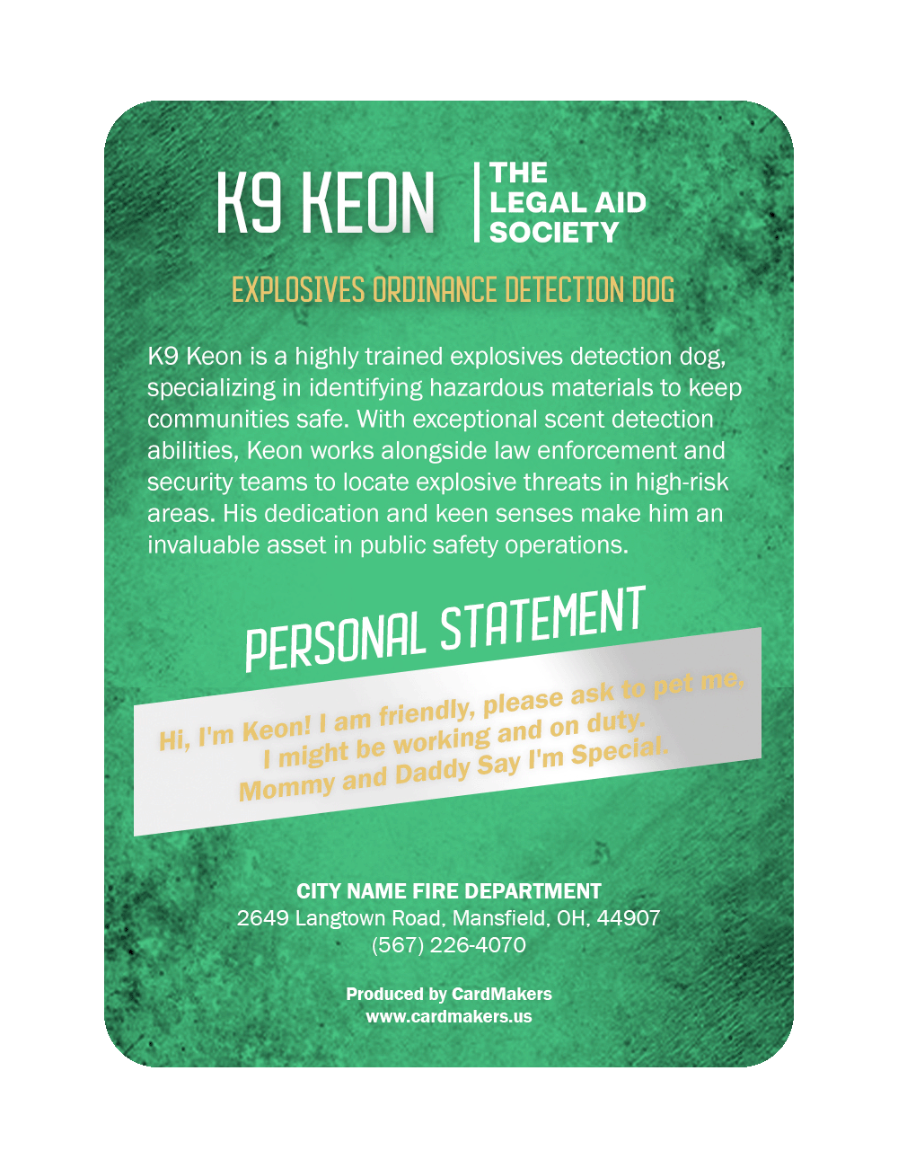 K9 Keon The Legal Aid Society - Back