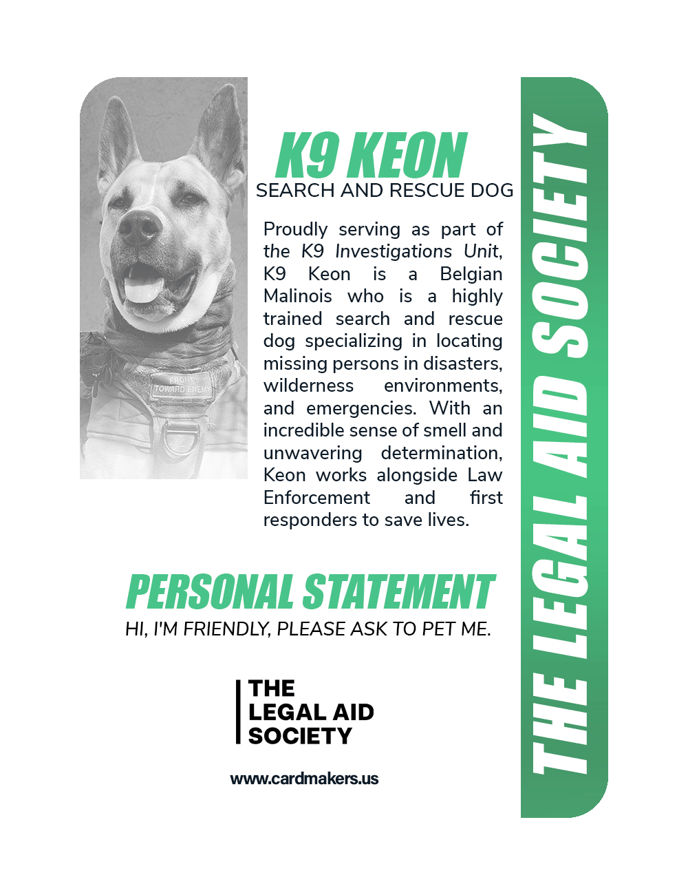K9 Keon The Legal Aid Society 2 - Back
