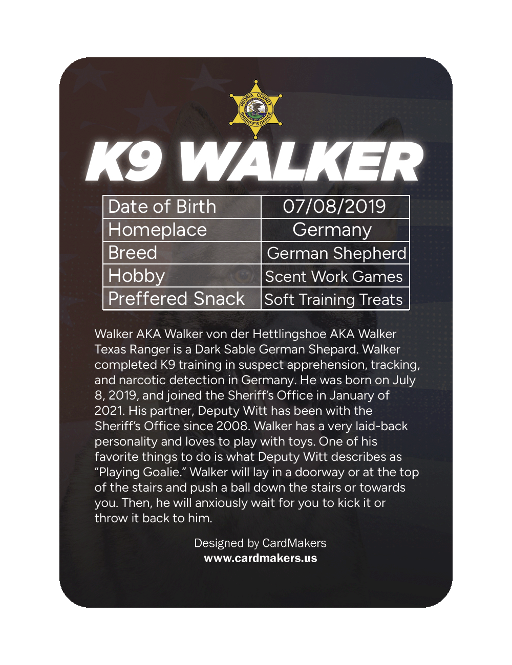 K9 Walker - Peoria County Sheriff's Office 2 - Back